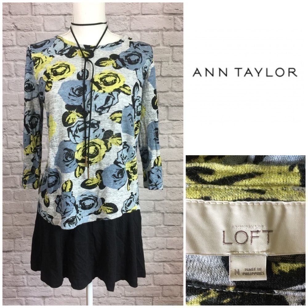 🌷 Ann Taylor Loft Floral linen  asymmetrical Top